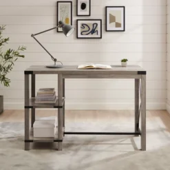 Rustic Farmhouse Metal X Kitchen Island With Shelves - Saracina Home -Saracina Home Deals Store GUEST b5e786f1 c4b2 4d37 9c4f 7a49ef4549cc