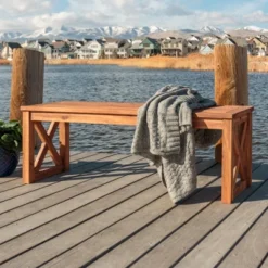 53" Slatted Acacia Wood X-Frame Patio Bench Brown - Saracina Home 7 53" Slatted Acacia Wood X-Frame Patio Bench Brown - Saracina Home -Saracina Home Deals Store GUEST b693a23e 6fc7 41fe 8ad1 80ccc722306b