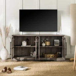 Avalene Modern Farmhouse 4 Door Glass Window Pane TV Stand For TVs Up To 65" - Saracina Home -Saracina Home Deals Store GUEST b77f57f2 2470 40f8 bfe9 8dc0943c5dfc