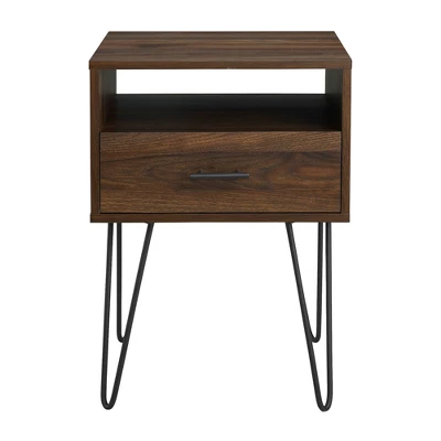 Amal Modern Single Drawer Hairpin Leg Nightstand - Saracina Home 2 Amal Modern Single Drawer Hairpin Leg Nightstand - Saracina Home - Image 2