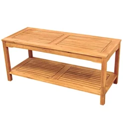 Ravenscroft Modern Boho Acacia Wood Slatted Outdoor Coffee Table With Lower Shelf - Saracina Home -Saracina Home Deals Store GUEST bdd5c607 f53e 4336 9432 64642f554cfa