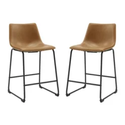 Set Of 2 Laslo Modern Upholstered Faux Leather Counter Height Barstools - Saracina Home -Saracina Home Deals Store GUEST c0833993 a0ed 4742 aa20 2fd087a77c98