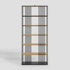 79" Modern 6 Shelf With Metal Bar Bookcase Coastal Oak/Black - Saracina Home 13 79" Modern 6 Shelf With Metal Bar Bookcase Coastal Oak/Black - Saracina Home -Saracina Home Deals Store GUEST c1524d0f 09b5 429f 8c7f 80ab8daf93ad