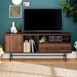 Modern Vinyl Record Player Storage TV Stand For TVs Up To 65" Dark Walnut - Saracina Home 11 Modern Vinyl Record Player Storage TV Stand For TVs Up To 65" Dark Walnut - Saracina Home -Saracina Home Deals Store GUEST c245122e dd5d 4d54 a0cb 38407b4e1d66
