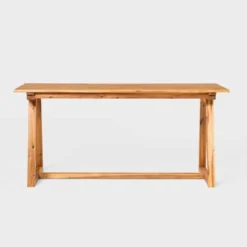 Saracina Home 66" Modern Slatted Rectangle Outdoor Dining Table With Trapezoid Legs -Saracina Home Deals Store GUEST c35fd695 0b5d 4738 9224 23dafac97cf4