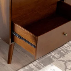 Mid-Century Modern With Closed Storage TV Stand For TVs Up To 58" Walnut - Saracina Home -Saracina Home Deals Store GUEST c4d3d5a8 b236 4de0 a8b9 6466fce715e6