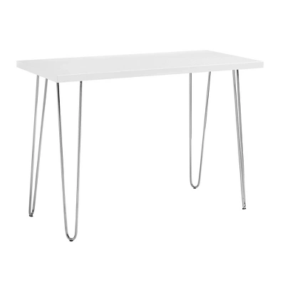 Gibby Modern Glam Hairpin Leg Writing Desk Faux White Marble - Saracina Home 2 Gibby Modern Glam Hairpin Leg Writing Desk Faux White Marble - Saracina Home - Image 2
