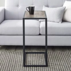 23" Modern Rectangle Two-Tone C Side Table With Metal Base - Saracina Home -Saracina Home Deals Store GUEST c9fb0f6a 1baa 4f46 9ad4 ca78b73dae1e