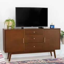 Mid-Century Modern Wood Console TV Stand For TVs Up To 65" - Saracina Home -Saracina Home Deals Store GUEST cb85f3af 3c20 42f9 8a52 5c742cd3a8be