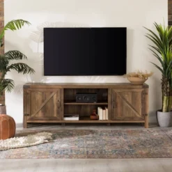 Modern Industrial Barn Door TV Stand For TVs Up To 80" - Saracina Home -Saracina Home Deals Store GUEST ccb24986 9334 4f63 9b09 68b91e7b9dcb