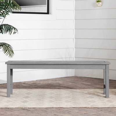 Ravenscroft Modern Boho Acacia Wood Slat Top Outdoor Dining Bench - Gray Wash - Saracina Home 5 Ravenscroft Modern Boho Acacia Wood Slat Top Outdoor Dining Bench - Gray Wash - Saracina Home - Image 5