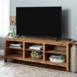 Transitional 6 Cubby Wood Open Storage Wood TV Stand For TVs Up To 80"- Saracina Home -Saracina Home Deals Store GUEST ce83f227 95ad 48d0 9fb8 48e192d8fef5