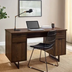 DuPonte Modern Double Sided Pedestal Executive Desk Dark Walnut - Saracina Home -Saracina Home Deals Store GUEST ce88555d d014 4eb0 bd5f 6d83bd8203f3
