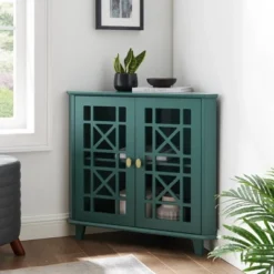2 Door Corner Accent Cabinet With Fretwork Doors - Saracina Home -Saracina Home Deals Store GUEST cfceebbb fbd4 44ae b375 5b6a98a22a32