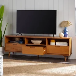 Cara 3 Drawer Mid-Century Modern 3 Drawer TV Stand For TVs Up To 80" - Saracina Home -Saracina Home Deals Store GUEST d0c50bac b70e 4f4a 80ee 5b7b6555975b