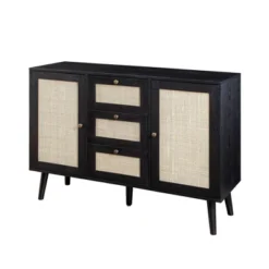 Modern Boho Wood And Rattan Storage Sideboard Black - Saracina Home -Saracina Home Deals Store GUEST d0eaf357 1fe7 4214 9913 411413a9d23c
