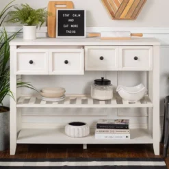 48" Farmhouse Solid Wood 2 Drawer Buffet White - Saracina Home -Saracina Home Deals Store GUEST d14be0db 9591 4712 bd66 b181051f2d7c