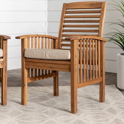 2pk Acacia Wood Patio Chairs With Cushions - Saracina Home 6 2pk Acacia Wood Patio Chairs With Cushions - Saracina Home - Image 6