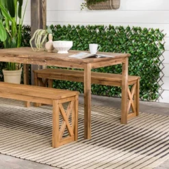 3pc Acacia Wood X Design Outdoor Patio Dining Set - Brown - Saracina Home -Saracina Home Deals Store GUEST d443785c 83db 4334 bf12 a97492ae3d88