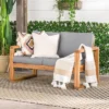 Galia Square Leg Acacia Wood Patio Loveseat With Cushions - Brown - Saracina Home