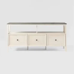 Farmhouse 3 Drawer Wood TV Stand For TVs Up To 65" - Saracina Home -Saracina Home Deals Store GUEST d9730f71 b9b6 492b a5cf a4fc4c23ddea