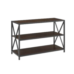 25.62" X Frame Metal And Wood Media Bookshelf - Saracina Home -Saracina Home Deals Store GUEST da6fbbb0 99a4 4545 81a6 9cf064af15da