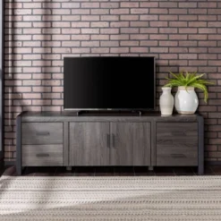 Modern Urban Industrial TV Stand For TVs Up To 80" Charcoal - Saracina Home -Saracina Home Deals Store GUEST dacd7fa8 f18d 4086 a032 8c647fed8d78
