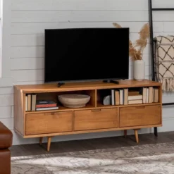 Cara Mid-Century Modern 3 Drawer TV Stand For TVs Up To 65" - Saracina Home -Saracina Home Deals Store GUEST dcaab5ac 058b 4924 9bcd 1774bd23a9f2