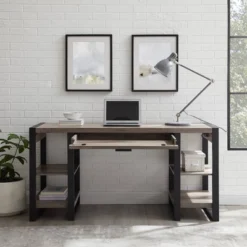 60" Industrial Transitional Tech Desk With USB - Saracina Home -Saracina Home Deals Store GUEST dd350e77 1461 48fb a567 a9f26aa2ef21