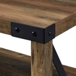 Sophie Rustic Farmhouse X Frame Glass Doors TV Stand For TVs Up To 80" Rustic Oak - Saracina Home -Saracina Home Deals Store GUEST de7fd955 7820 42c3 b70b 07b1f285305b