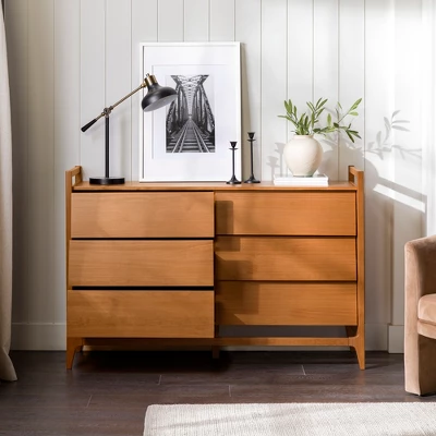 Mid-Century Modern Solid Wood Paneled 6 Drawer Dresser - Saracina Home 6 Mid-Century Modern Solid Wood Paneled 6 Drawer Dresser - Saracina Home - Image 6