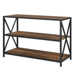 25.62" X Frame Metal And Wood Media Bookshelf - Saracina Home -Saracina Home Deals Store GUEST dfa6e6c7 d4cc 4a5d a539 2c5443d07d4c