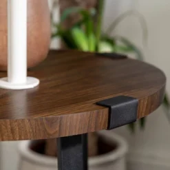 Set Of 2 Wrightson Urban Industrial Wrap Leg Round Side Tables Dark Walnut - Saracina Home -Saracina Home Deals Store GUEST e0576996 1f96 4164 8fa8 bbf883526c7b