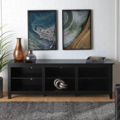 Transitional 6 Cubby Wood Open Storage Wood TV Stand For TVs Up To 80"- Saracina Home -Saracina Home Deals Store GUEST e1ec3d43 1637 41d5 b7e8 b83712cd51fe