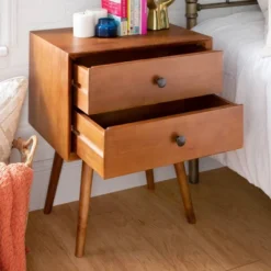 Greenberg 2 Drawer Mid-Century Modern Solid Wood Nightstand - Saracina Home -Saracina Home Deals Store GUEST e325e445 1dcb 41b8 bf82 bd67a41d44b1