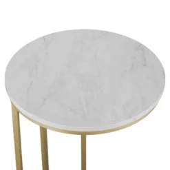 24" Modern Glam Round C Table Faux White Marble/Gold - Saracina Home -Saracina Home Deals Store GUEST e374de0c 0bdb 42ff b4ff c6201b372504
