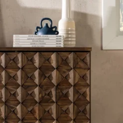 58" Modern Boho Solid Pine Wood Closed Storage Sideboard Brown - Saracina Home -Saracina Home Deals Store GUEST e3b60f82 376f 4a36 b4e7 47a16e678d43