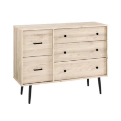 Ivora Lifted Mid-Century Modern Asymmetrical 5 Drawer Dresser - Saracina Home -Saracina Home Deals Store GUEST e455e771 4a91 4524 9838 7cacaaf7a6be
