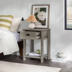 June Rustic Transitional Square Nightstand With Lower Shelf - Saracina Home -Saracina Home Deals Store GUEST e4b89c7a 3f47 41ca 9e7c 3af237354be6