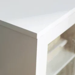 Pierceton Modern Double Glass Door With Metal Legs TV Stand For TVs Up To 58" White - Saracina Home -Saracina Home Deals Store GUEST e6234a99 ab4f 4730 99f6 0b971f2d2de2