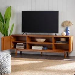 New Release 15 Solid Wood Mid-Century Modern TV Stand For TVs Up To 80" - Saracina Home