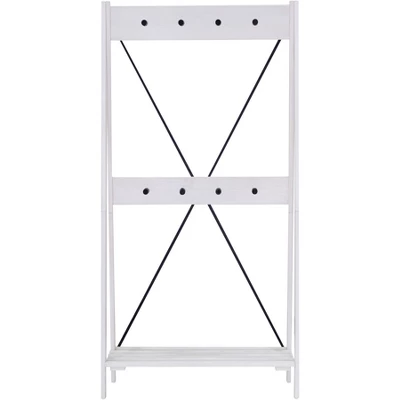 68" Solid Wood X Back Angled Hall Tree White Wash - Saracina Home 1 68" Solid Wood X Back Angled Hall Tree White Wash - Saracina Home