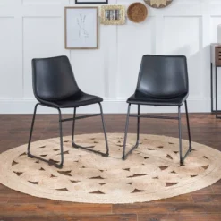 Set Of 2 Laslo Modern Upholstered Faux Leather Dining Chairs - Saracina Home -Saracina Home Deals Store GUEST e921ecff 5d1c 46bf 8a40 c3330f7f710d