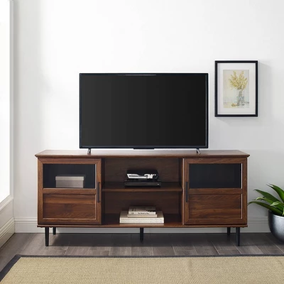 Modern Wood And Glass Door Console TV Stand For TVs Up To 65" - Saracina Home 2 Modern Wood And Glass Door Console TV Stand For TVs Up To 65" - Saracina Home - Image 2
