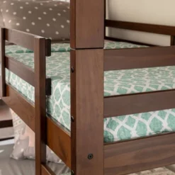 Twin Indy Solid Wood Triple Bunk Bed Walnut - Saracina Home -Saracina Home Deals Store GUEST ea0f3219 673c 4bd7 a005 edae0b99a024