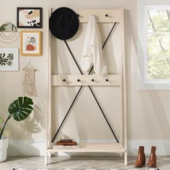 68" Solid Wood X Back Angled Hall Tree White Wash - Saracina Home 23 68" Solid Wood X Back Angled Hall Tree White Wash - Saracina Home -Saracina Home Deals Store GUEST ea1e1754 a772 448f ae28 8c2dce3fdc3f