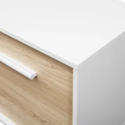 Modern 2 Door TV Stand For TVs Up To 65" Solid White/Coastal Oak/White - Saracina Home -Saracina Home Deals Store GUEST ed7d2c12 7f7a 43d6 b2cb fbf13fff1b93