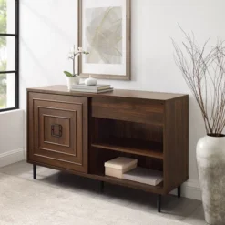 52" Modern Sliding Door Sideboard Dark Walnut - Saracina Home -Saracina Home Deals Store GUEST ee2cb211 435f 4c05 af57 9b154e1bca90