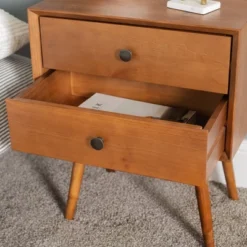 Greenberg 2 Drawer Mid-Century Modern Solid Wood Nightstand - Saracina Home -Saracina Home Deals Store GUEST eed09801 02ef 47b5 adba c7b0898358f5