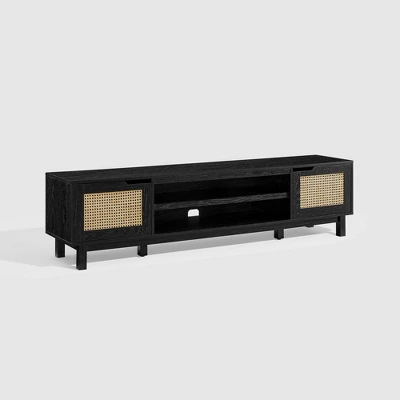 Modern Boho Storage TV Stand For TVs Up To 80" With Rattan Doors - Saracina Home 2 Modern Boho Storage TV Stand For TVs Up To 80" With Rattan Doors - Saracina Home - Image 2